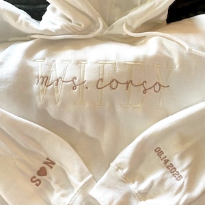 Custom Mrs. Embroidered Hoodie - Wedding Gift for Wifey - Future Mrs Sweatshirt - Bride To Be - Engagement Gift for Bride -Fiance Sweatshirt
