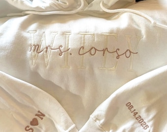 Custom Mrs. Embroidered Hoodie - Bride Engagement Gift - Bride To Be