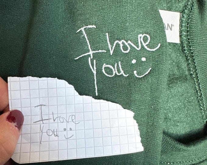 Custom Your Handwriting Embroidered Sweatshirt - Embroider Couple Message Sweater - Couple Matching Sweaters - Personalized Gift For Him Her