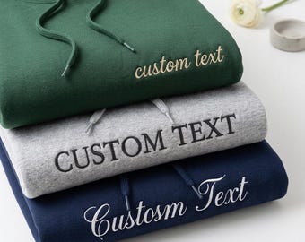 Sudadera con capucha bordada a medida - Personaliza tu texto en la sudadera - Sudadera con capucha de diseño personalizado a juego para parejas - Aniversario Cumpleaños