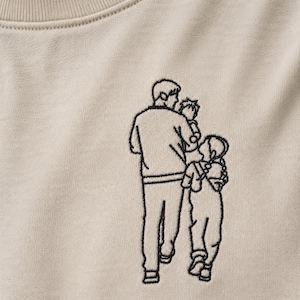 Camiseta com retrato bordado do pai, Camiseta com foto do pai, Camiseta para o Dia dos Pais, Camisetas personalizadas com fotos para o Dia dos Pais, Presentes personalizados para novos papais imagem 3