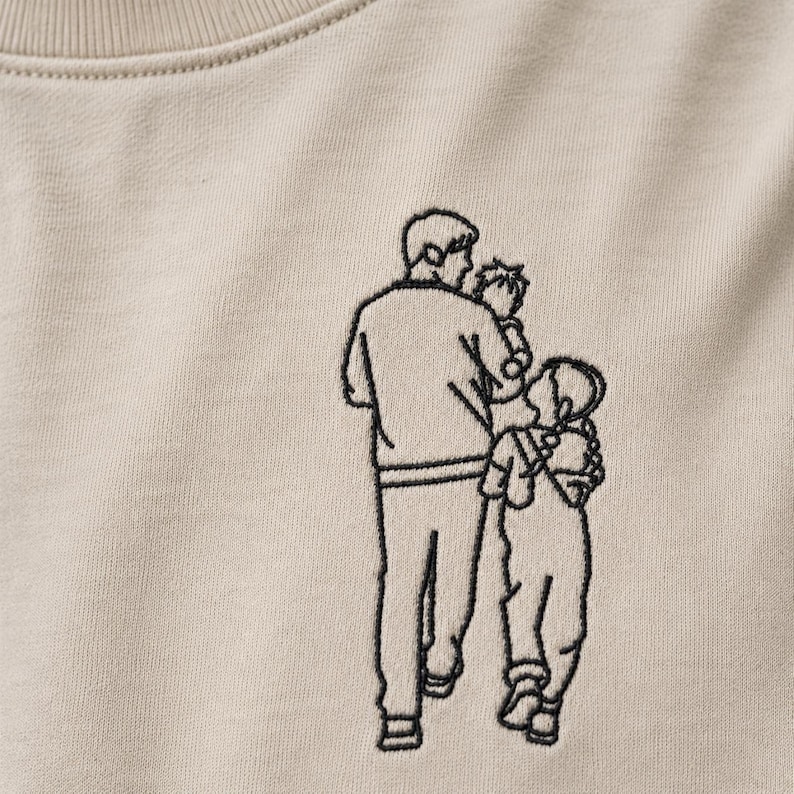 Camiseta com retrato bordado do pai, Camiseta com foto do pai, Camiseta para o Dia dos Pais, Camisetas personalizadas com fotos para o Dia dos Pais, Presentes personalizados para novos papais imagem 3