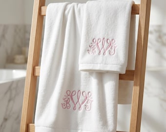 Monogram Hand Towels for Bathroom, Custom Embroidered Wedding Towel for Bride and Groom, Initials Bath Towel, Housewarming Gift