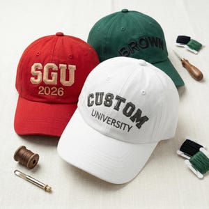Custom Text on Hat - Embroidered Cap for Men or Women - Personalized College Block Letters Baseball Cap - Birthday Custom Hat Gift
