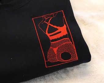 Embroidered Spicy Sweater - Custom Spicy Portrait Sweatshirt with Photo - Outline Girlfriend Anniversary Gifts For Him