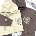 Embroidered Spider Web Heart Couple Hoodie - Halloween Valentine's Day Matching Sweatshirts
