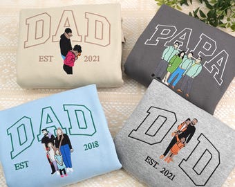 Moletom bordado personalizado com retrato de pai: retrato de família personalizado, presente para pai ou marido