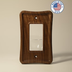 Black Walnut Rocker/Decora Switch Cover - Mid-Century Modern Streamlined Design - Handcrafted in the USA