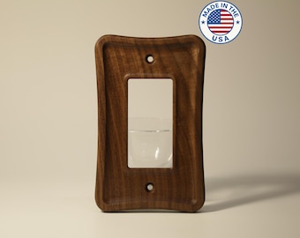 Black Walnut Rocker/Decora Switch Cover - Mid-Century Modern Streamlined Design - Handcrafted in the USA