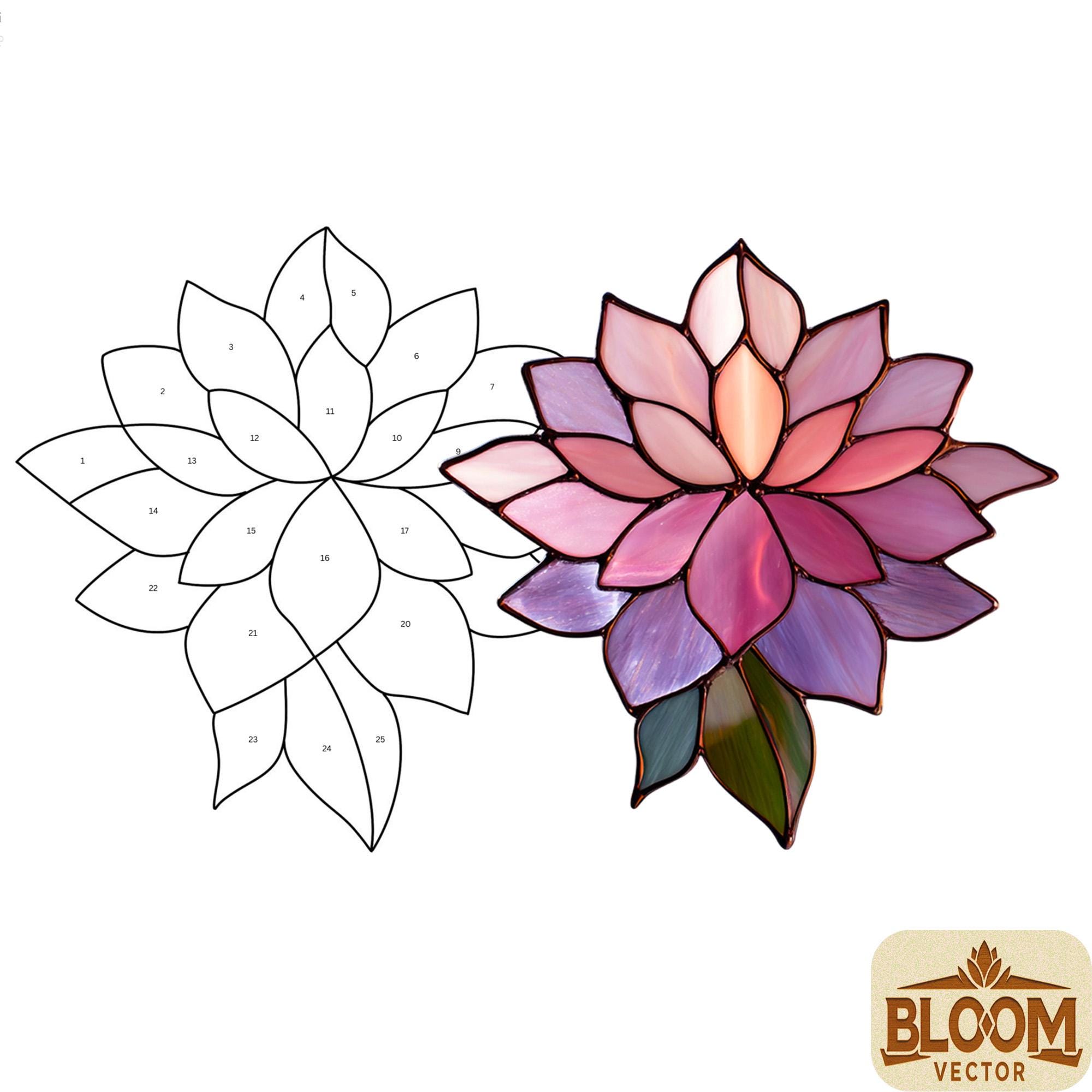 Dahlia Flower Stained Glass Pattern: DIY Floral Window Art (PDF Pattern ...