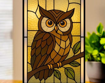 Owl Stained Glass Pattern: DIY Home Decor (PDF Download A4/PNG Files)