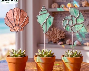 Zeeschelp set van 3 glas-in-loodpatroon PDF | Seashell Suncatcher-sjabloon | Zelfgemaakt glas-in-loodontwerp | Direct downloaden