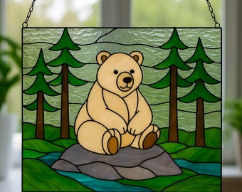 Bear Stained Glass Pattern: DIY Home Decor (PDF Pattern, PNG Files)