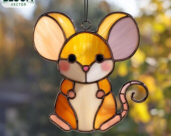 Mouse Stained Glass Pattern PDF | Mouse Suncatcher Template | DIY Stained Glass Design | Instant Download