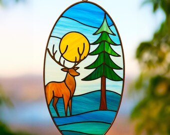 Deer Stained Glass Pattern: DIY Home Decor (PDF & PNG Files)