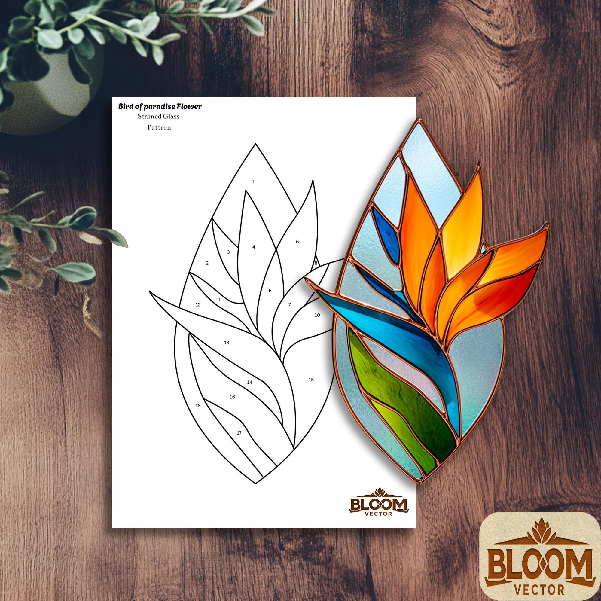 Bird of Paradise Flower Stained Glass Pattern: DIY Floral Window Art ...