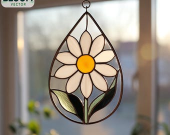 デイジーステンドグラスサンキャッチャーパターン • 初心者向け
