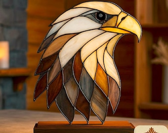 Modello di vetrata con aquila in PDF – Acchiappasole con uccellino facile – Arte in vetro stampabile – Download immediato)