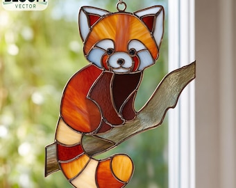 Red Panda Stained Glass Pattern PDF | Red Panda Suncatcher Template | DIY Stained Glass Design | Instant Download