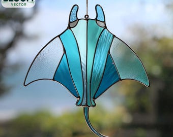 Stingray Stained Glass Pattern PDF | Stingray Suncatcher Template | DIY Stained Glass Design | Instant Download