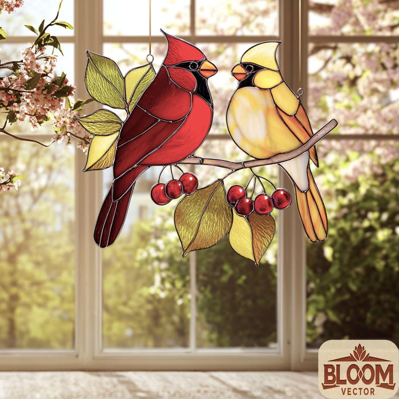 Cardinal Stained Glass Pattern: DIY Home Decor (PDF Download ...