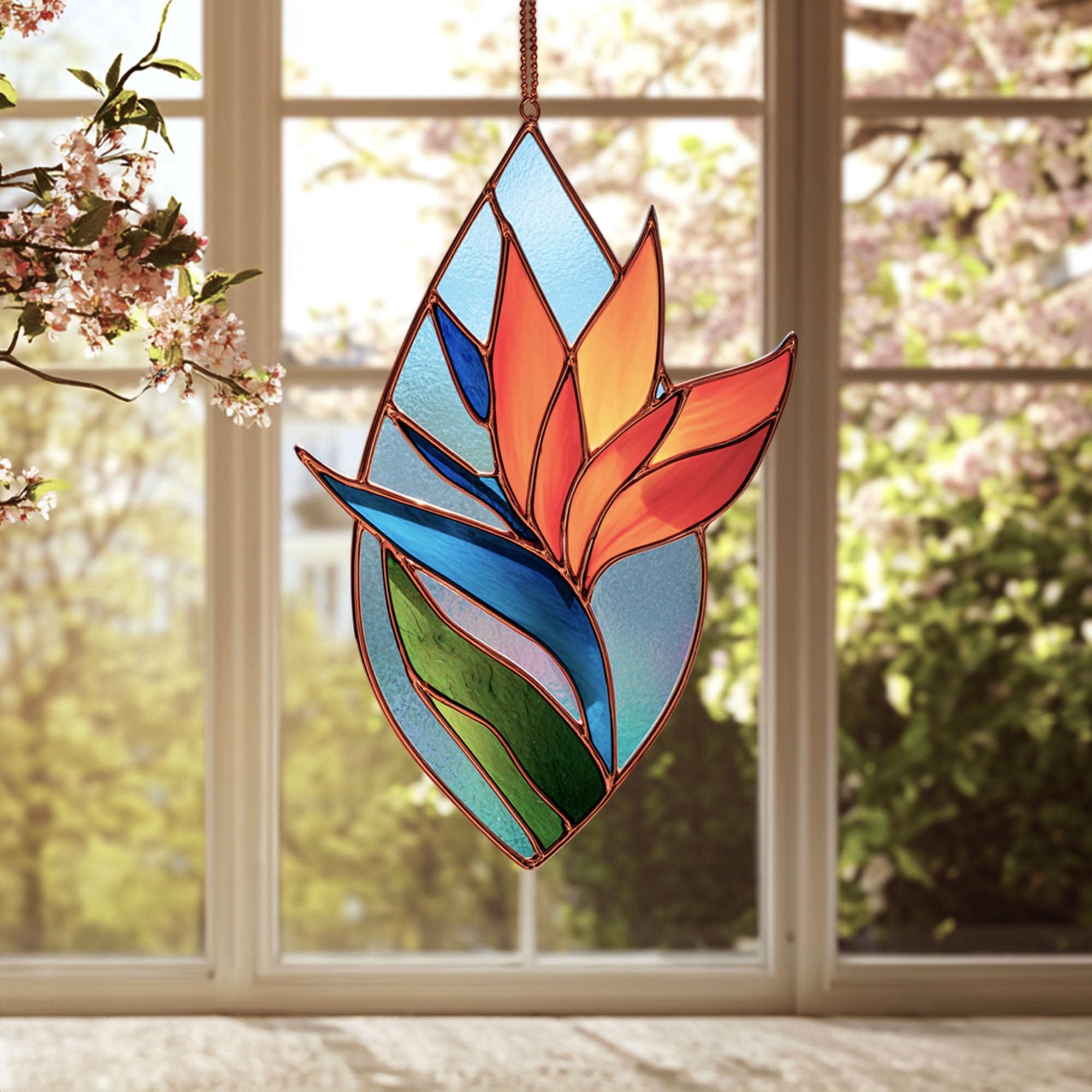 Bird of Paradise Flower Stained Glass Pattern: DIY Floral Window Art ...