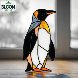 Penguin Stained Glass Pattern PDF | Hanging Penguin Suncatcher Template | DIY Stained Glass Design | Instant Download