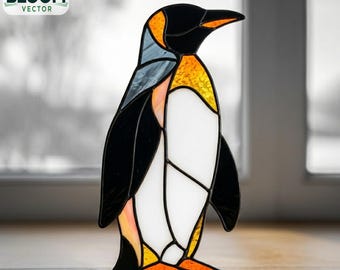 Modello PDF per vetrata artistica a forma di pinguino / Modello per acchiappasole a forma di pinguino da appendere / Design fai da te per vetrata artistica / Download immediato