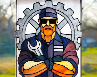 Mechanic Stained Glass Pattern: DIY Home Decor (PDF Pattern)