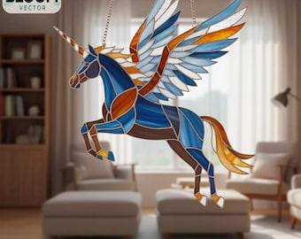 Pegasus Stained Glass Pattern: DIY Home Decor (PDF & PNG Files)