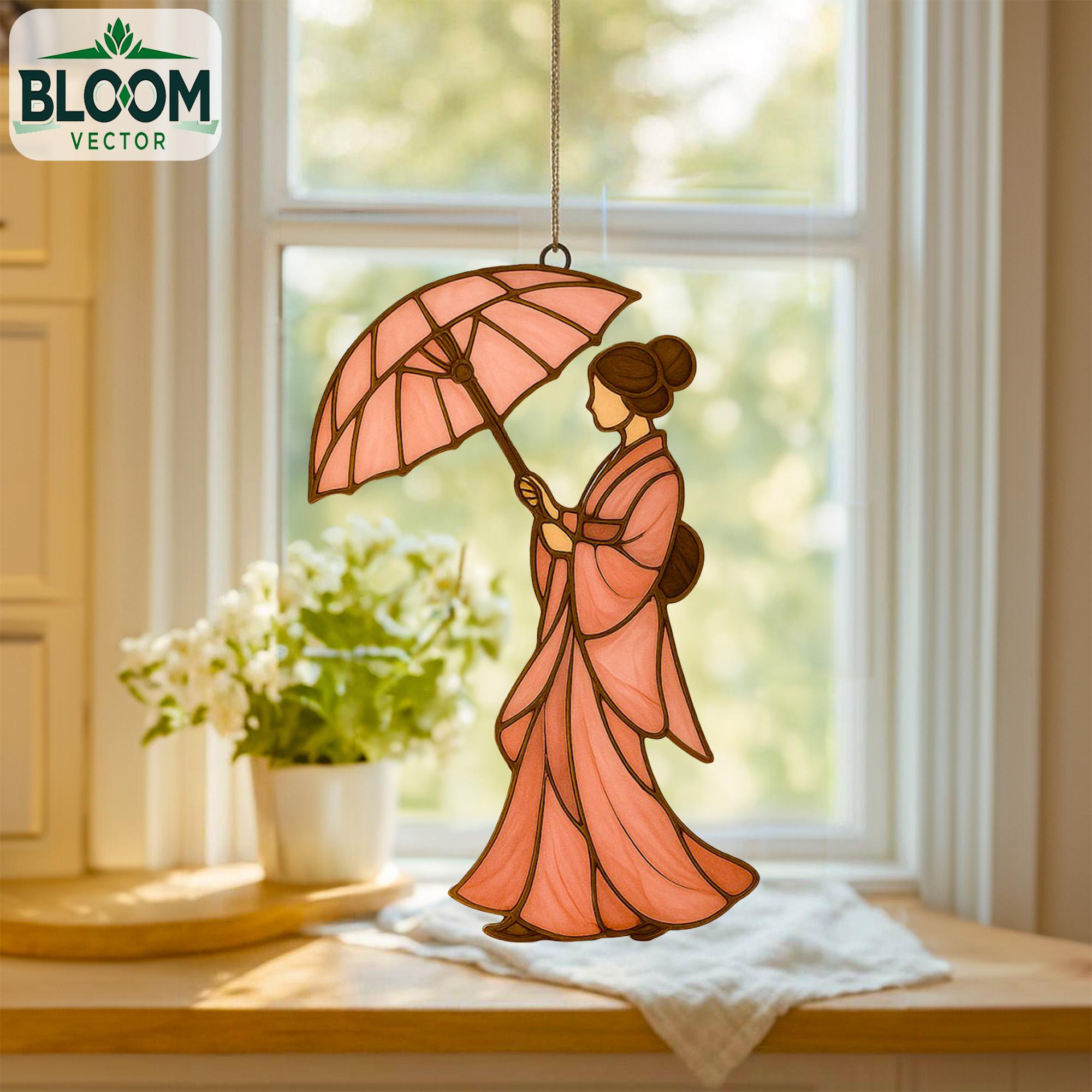 Ghisetti（ギセッティ）ガラス象 Japanese Geisha Stained Glass Pattern: DIY Home Decor (PDF Pattern