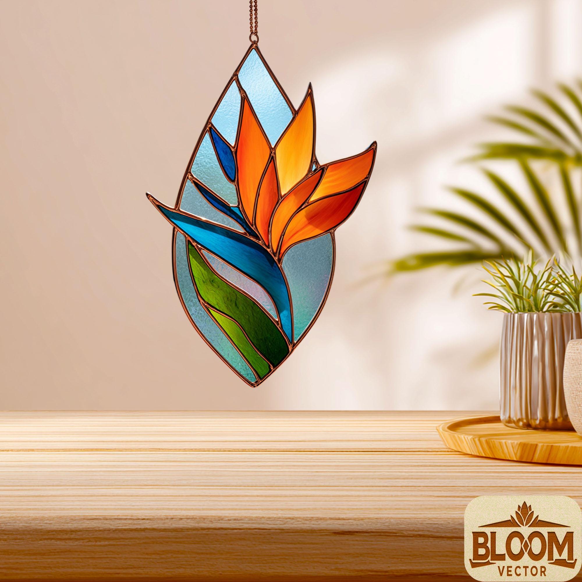 Bird of Paradise Flower Stained Glass Pattern: DIY Floral Window Art ...