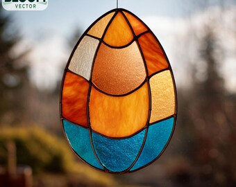 Modello PDF per vetrata a forma di uovo / Modello per acchiappasole a forma di uovo / Design fai da te per vetrata artistica / Download immediato