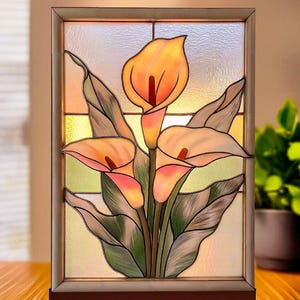 Calla Lily Flower Stained Glass Pattern, Flower Stained Glass Pattern, Diy Stained Glass Pattern, Home Decor Glass.