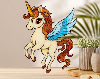 Unicorn Stained Glass Pattern: DIY Home Decor (PDF Pattern), Suncatcher, Wall art