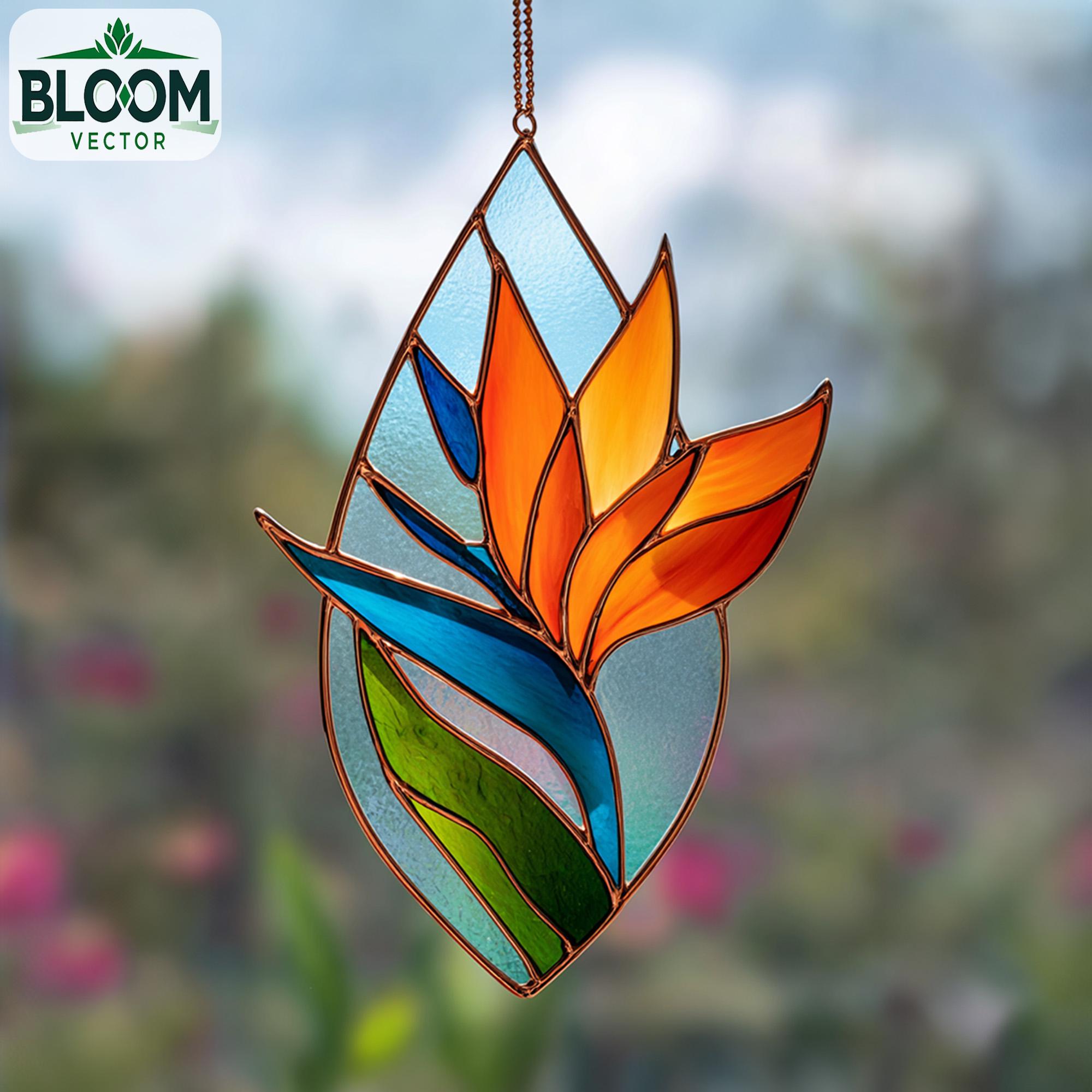 Bird of Paradise Flower Stained Glass Pattern: DIY Floral Window Art ...