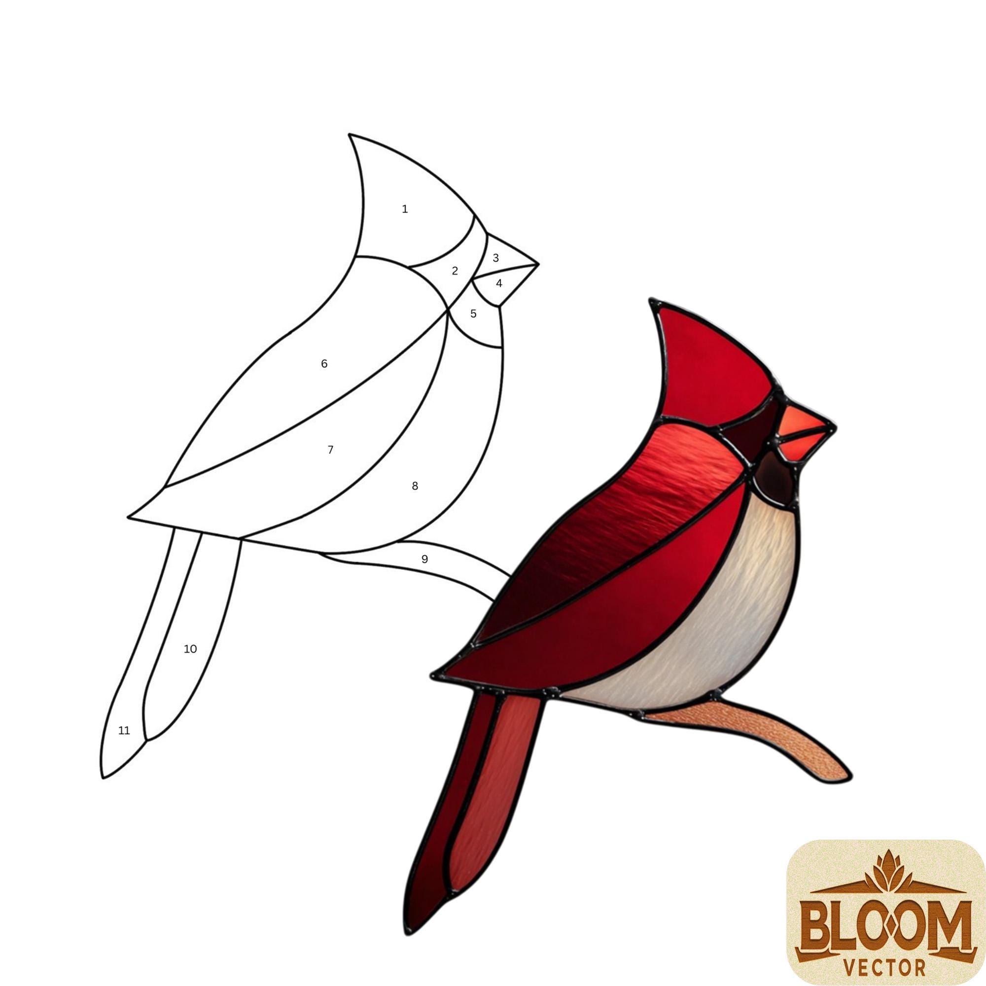 Simple Cardinal Stained Glass Pattern PDF | Cardinal Suncatcher ...