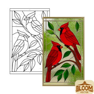 Cardinal Bird Stained Glass Pattern: DIY Home Decor (PDF Download ...