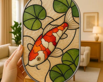 鯉のステンドグラスの模様。© David Kennedy Designs。 - Etsy 日本