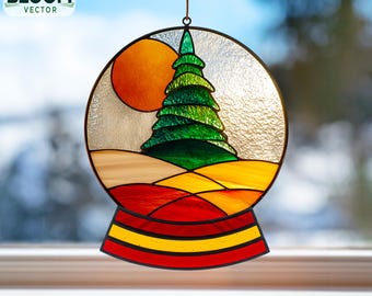 Snow Globe Stained Glass Pattern PDF | Snow Globe Suncatcher Template | DIY Stained Glass Design | Instant Download