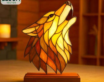 Wolf Head Stained Glass Pattern: DIY Suncatcher, Animal Art (PDF Pattern), Wall decor