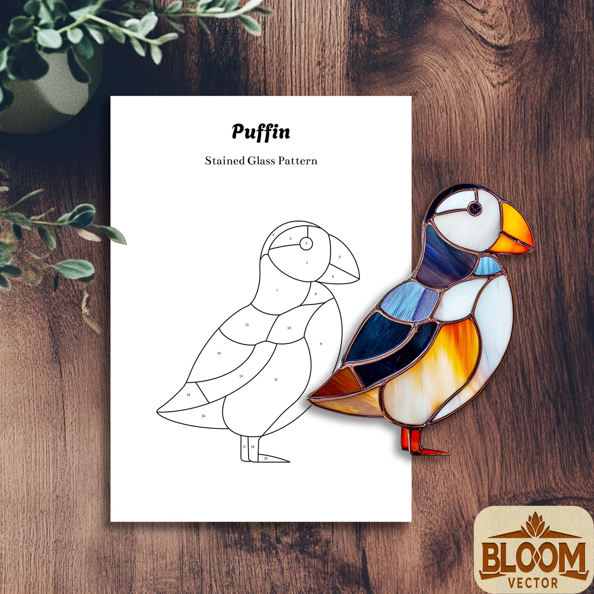 Mini Puffin Pattern Banknote Puffin Stained Glass Pattern PDF | Puffin Suncatcher Template | DIY ...