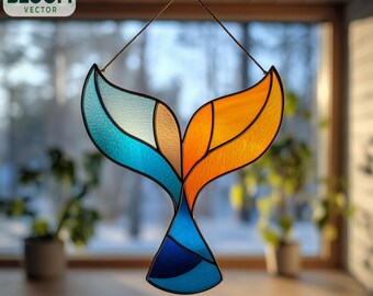 Mermaid Tail Stained Glass Pattern PDF | Mermaid Tail Suncatcher Template | DIY Stained Glass Design | Instant Download