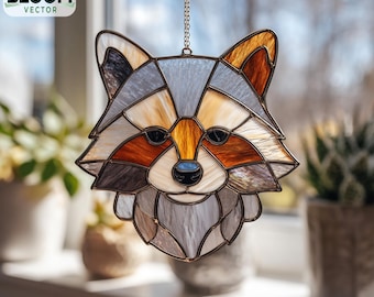 Raccoon Stained Glass Pattern PDF | Raccoon Suncatcher Template | DIY Stained Glass Design | Instant Download