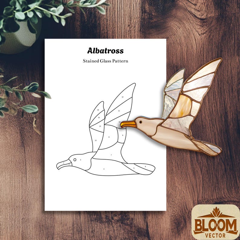 Albatross Stained Glass Pattern PDF | Sea Bird Suncatcher Template ...