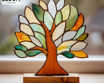 Modello PDF per vetrate artistiche con albero della vita / Modello per acchiappasole con albero della vita / Design fai da te per vetrate artistiche / Download immediato