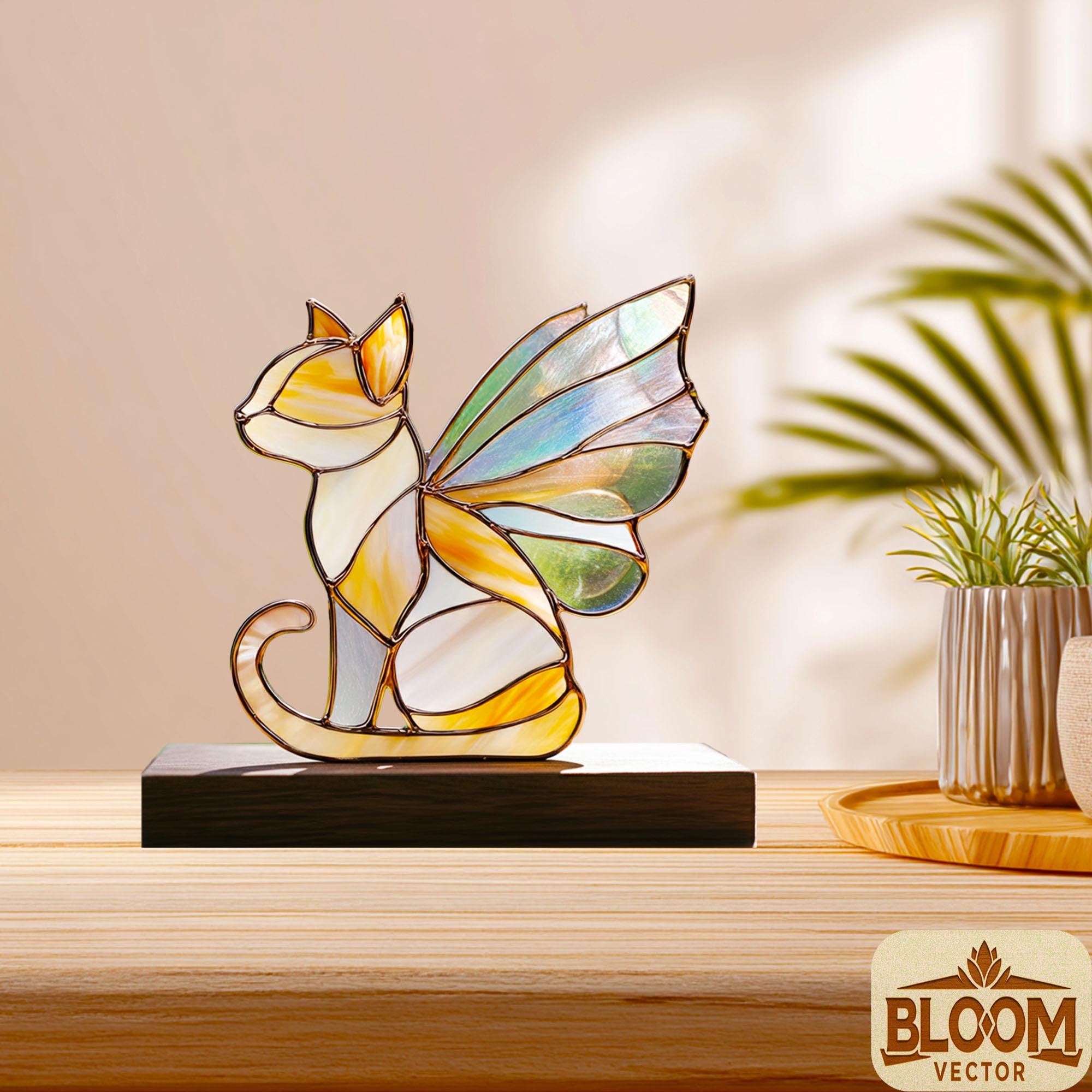 Fairy Cat Stained Glass Pattern PDF | Cat Suncatcher Template | DIY ...