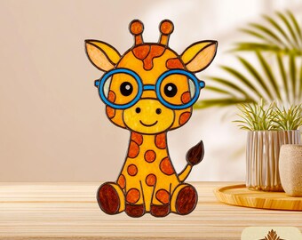 Giraffe Stained Glass Pattern: DIY Home Decor (PDF Pattern), Suncatcher, Wall art