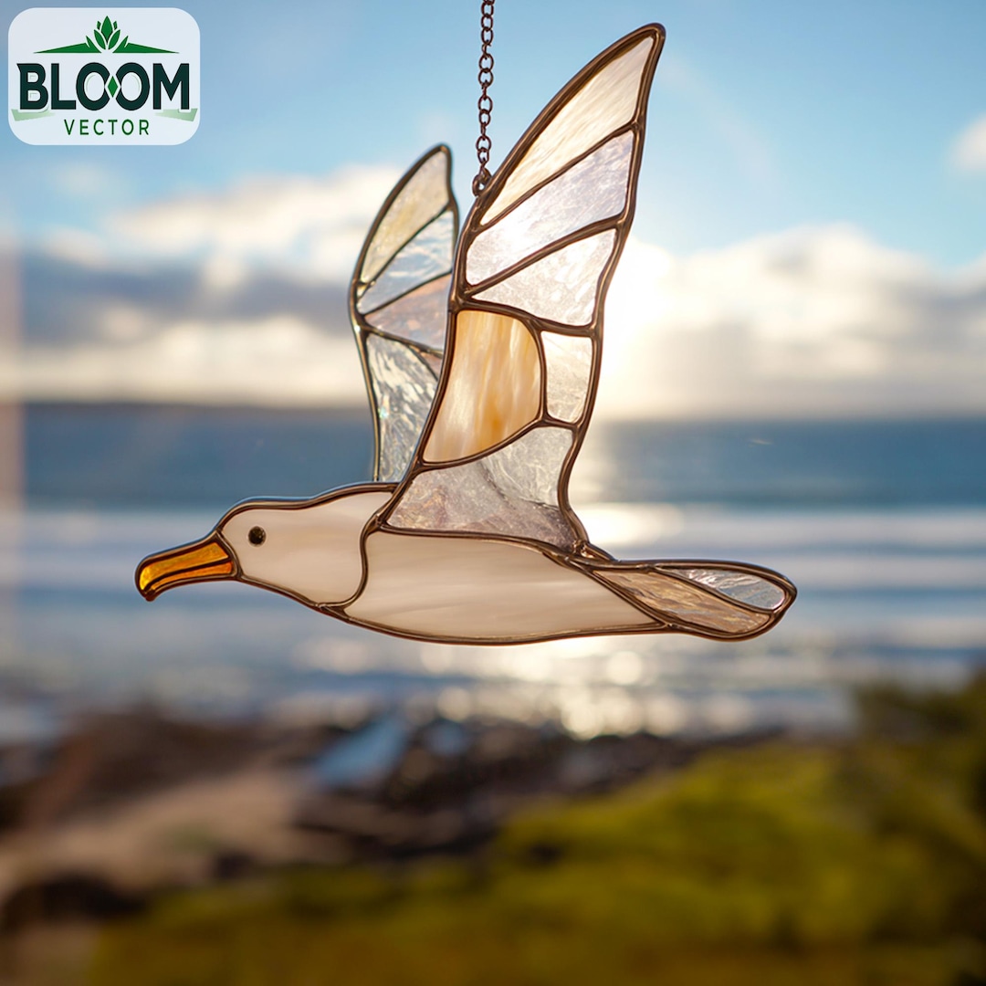 Albatross Stained Glass Pattern PDF | Sea Bird Suncatcher Template ...