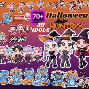 Limited* Kpop Demon Hunters Halloween Party Digital Sticker Kit | Uv Dtf ALL Hunterix Rumi Sajaboys kpdh |  SVG PNG Custom Chibi Cute